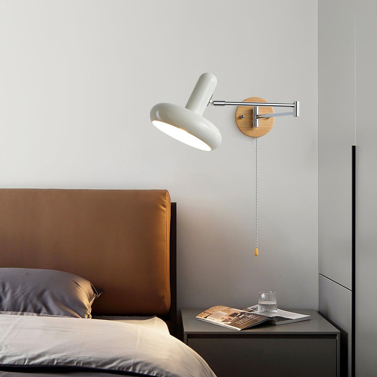 Wall Lamp Swivel Arm Rounded Shade Pull Chain Modern Retro