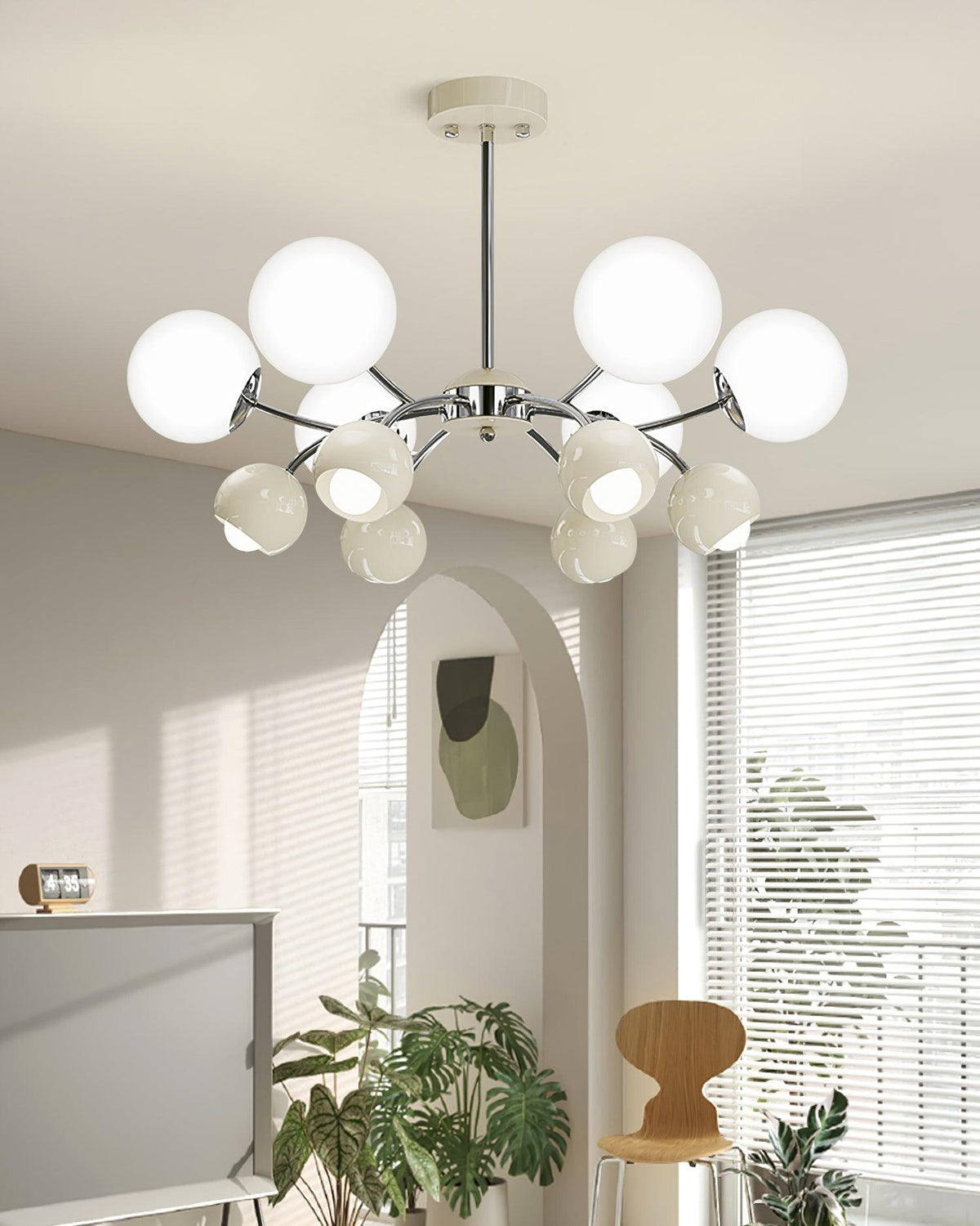 Eloria Chandelier Glass Dome Petal Minimalist Ambient