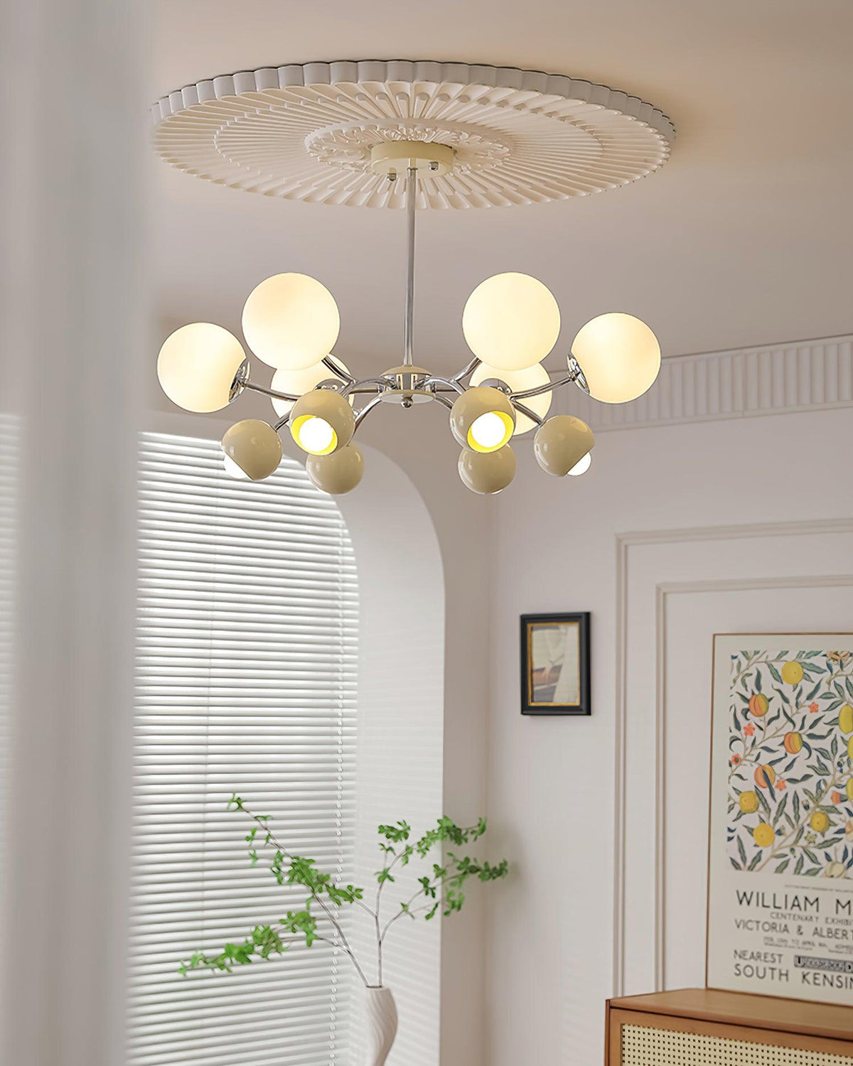 Eloria Chandelier Glass Dome Petal Minimalist Ambient