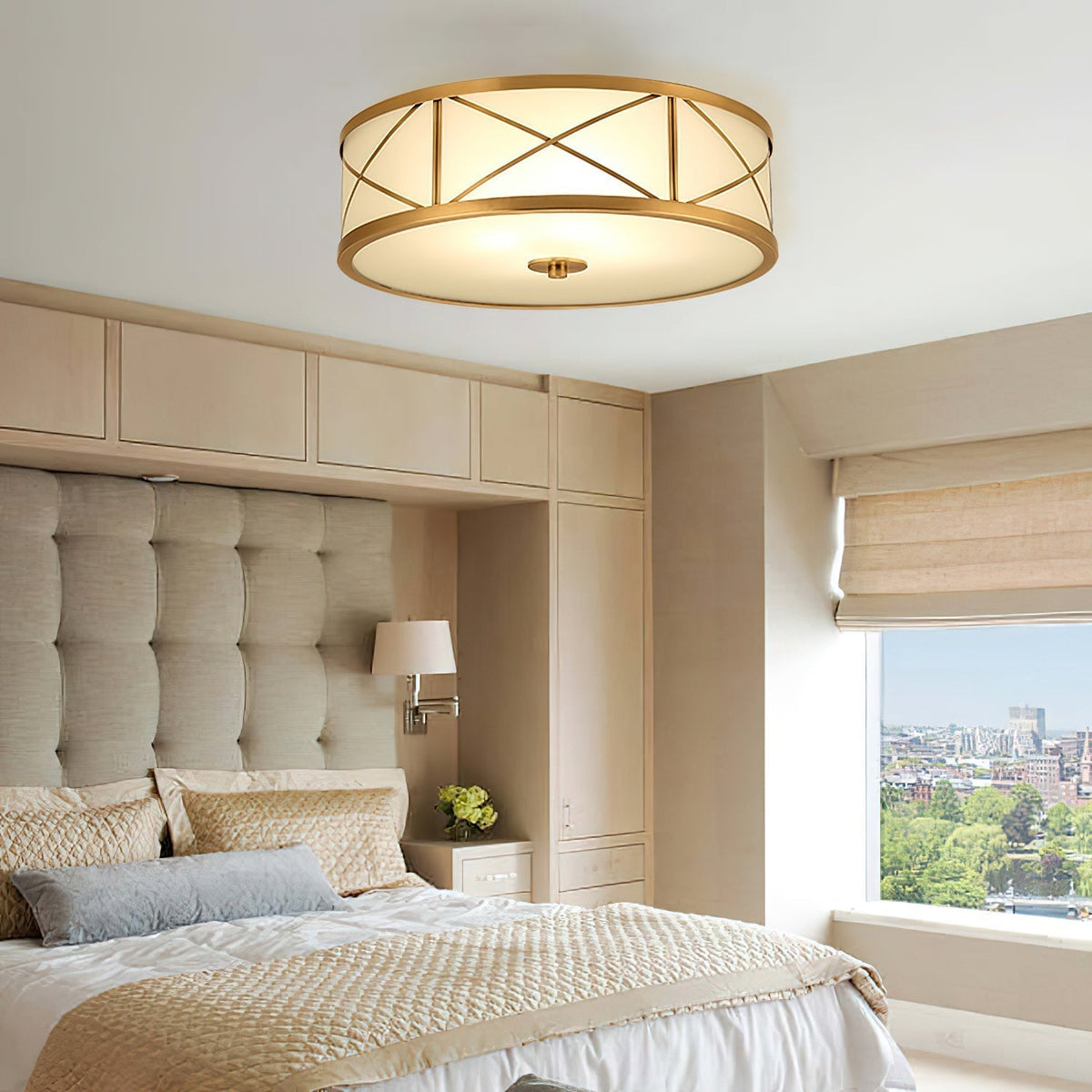Vovene Brass Glass Ceiling Light