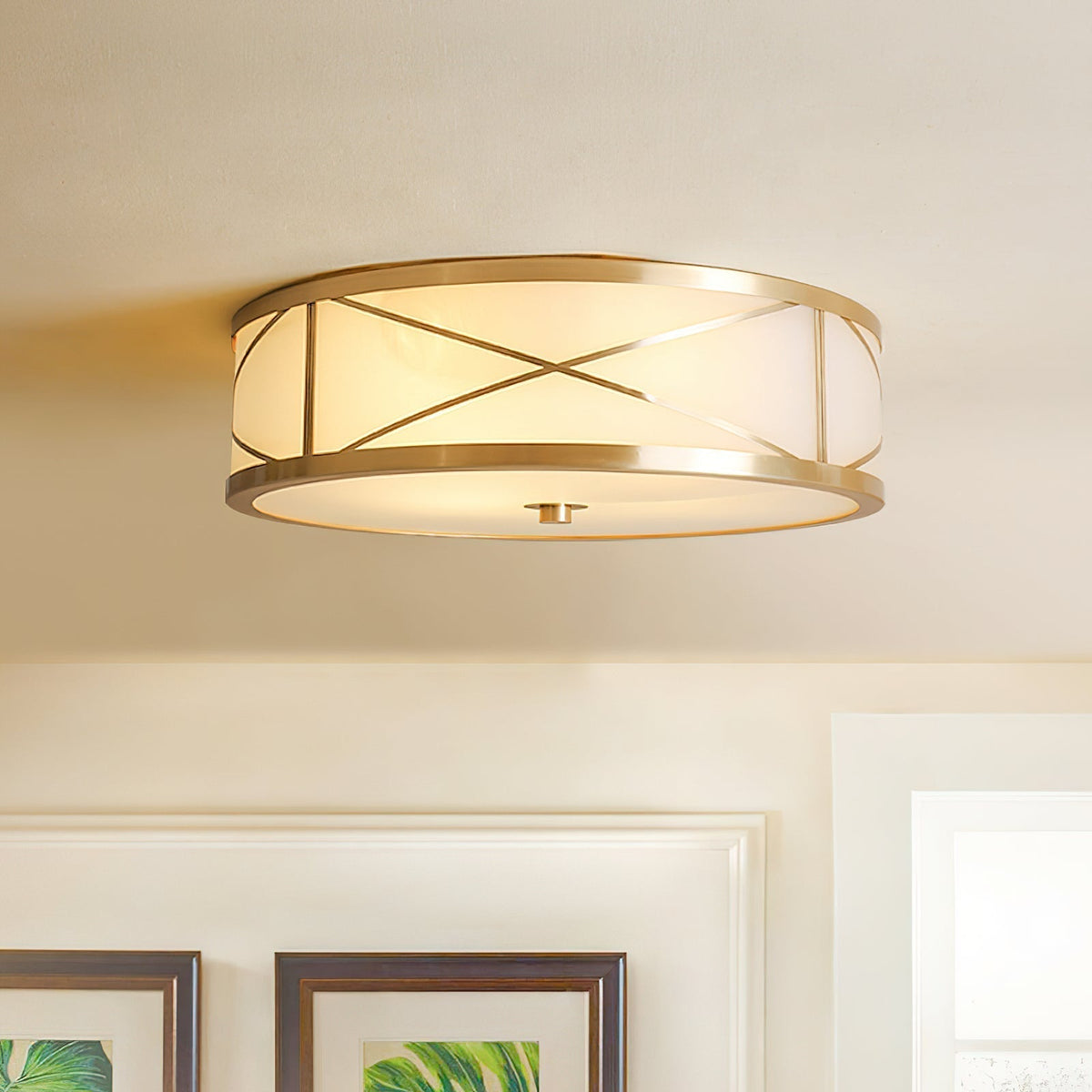 Vovene Brass Glass Ceiling Light