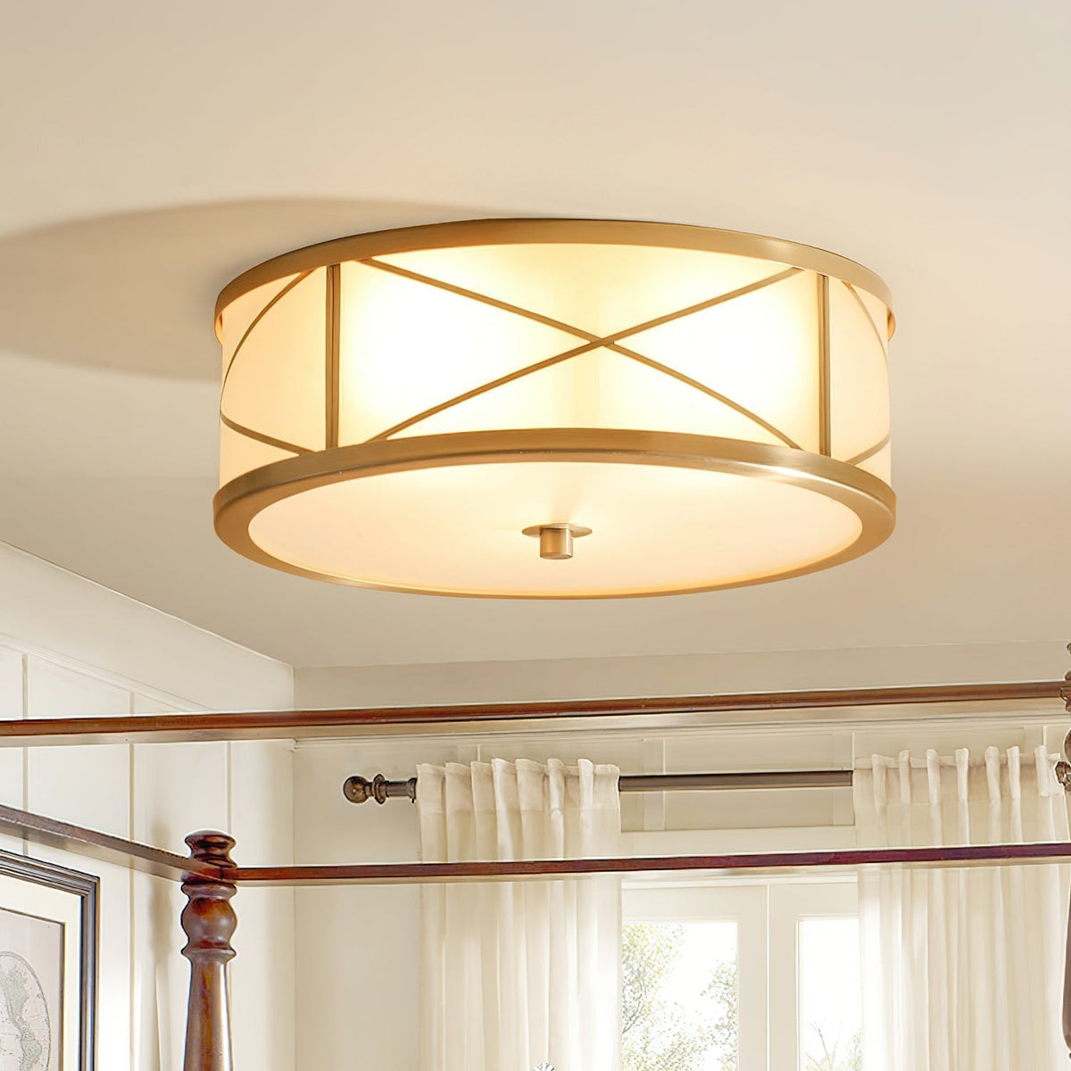 Vovene Brass Glass Ceiling Light