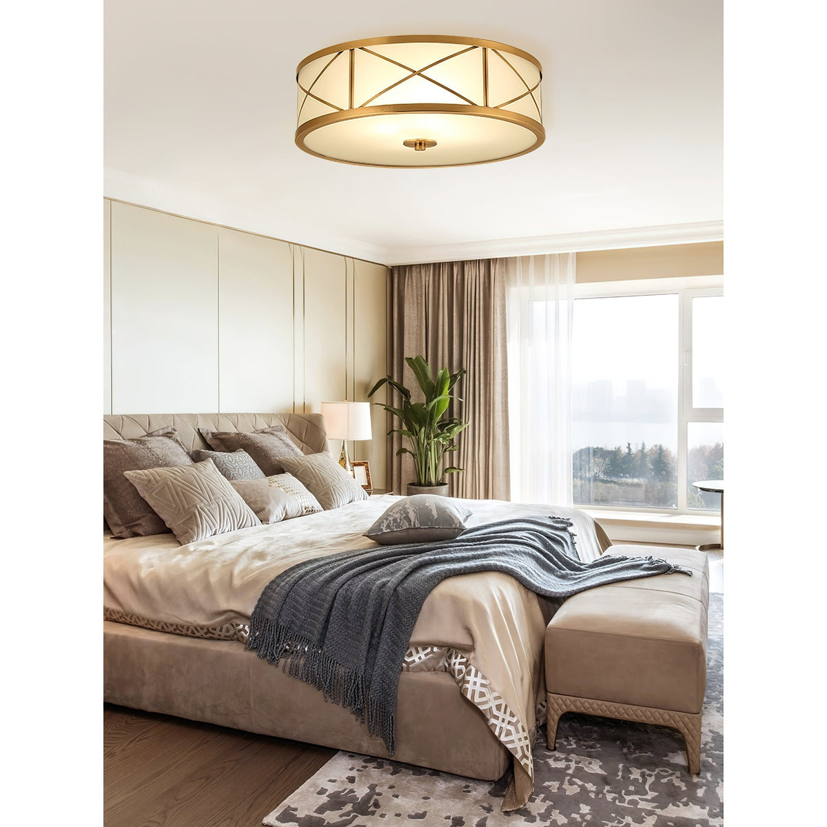 Vovene Brass Glass Ceiling Light