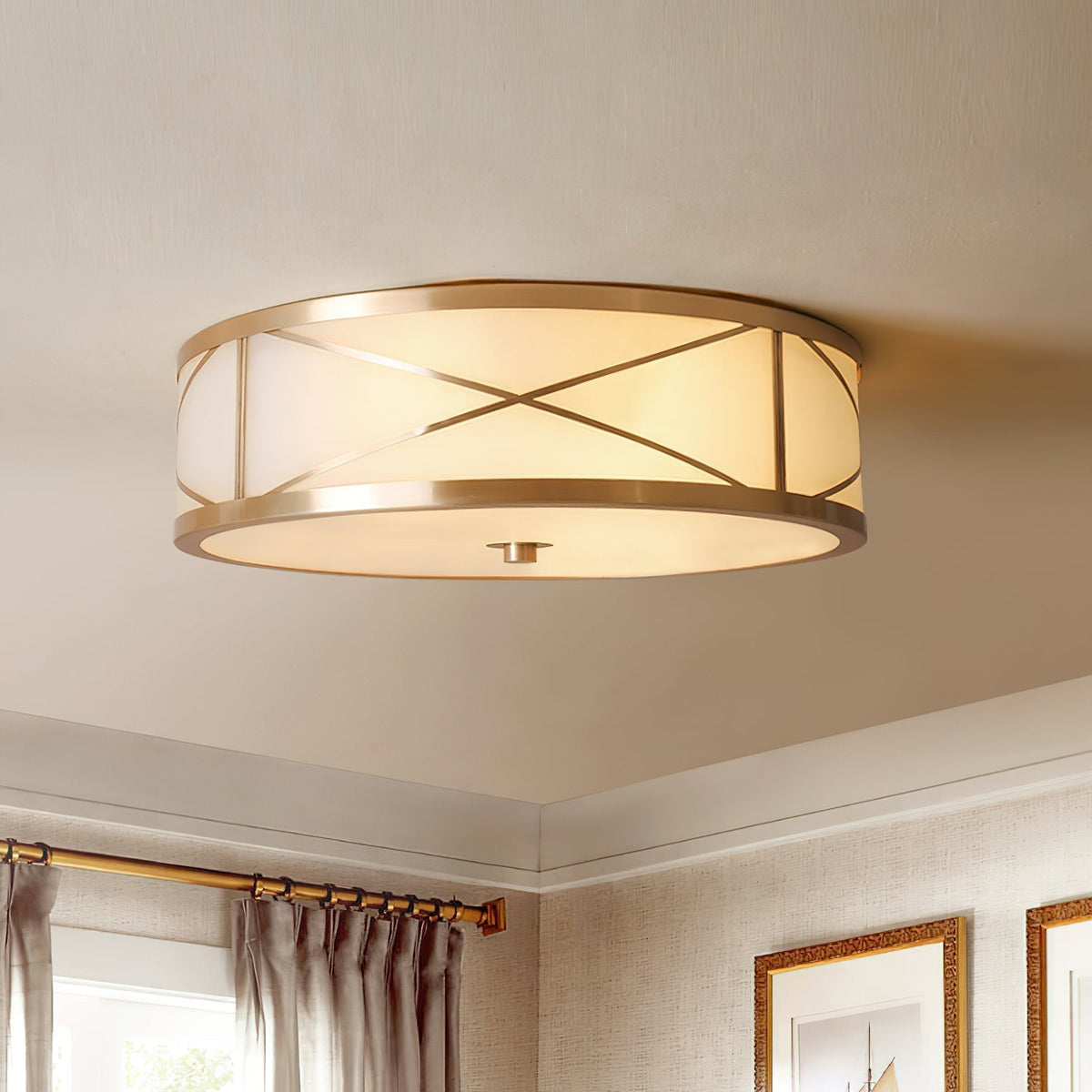 Vovene Brass Glass Ceiling Light
