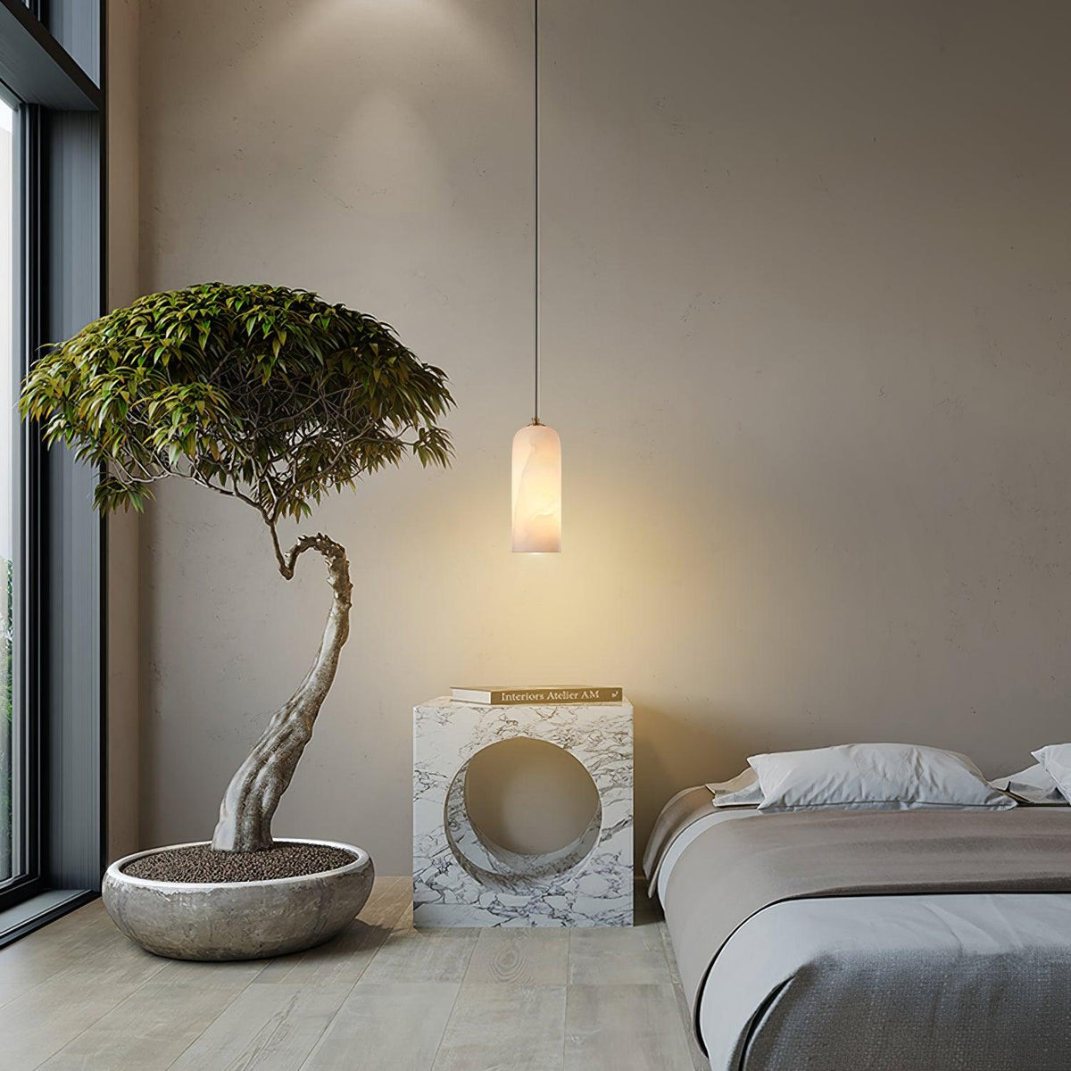 Nivenira Cylindrical Alabaster Pendant Light