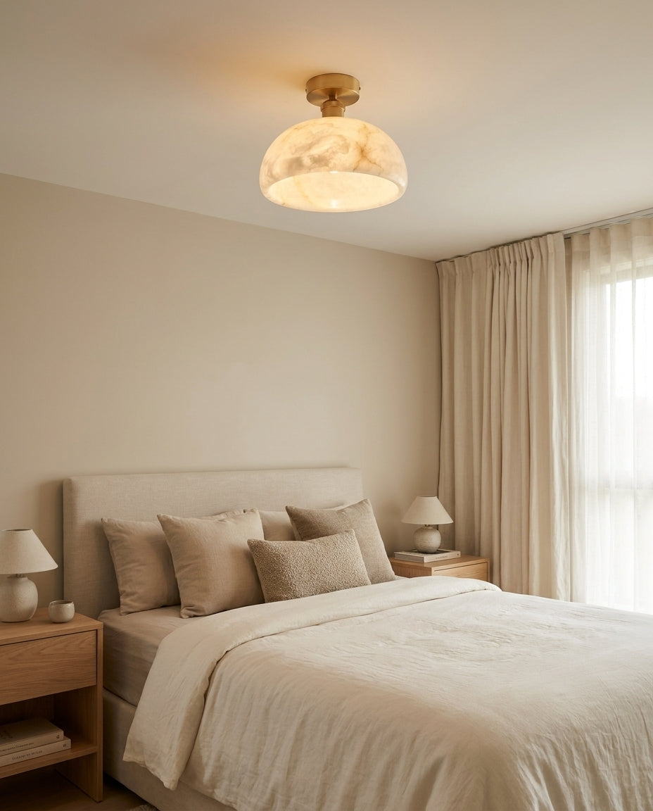 Moss Glow Alabaster Semi- Flush Mount