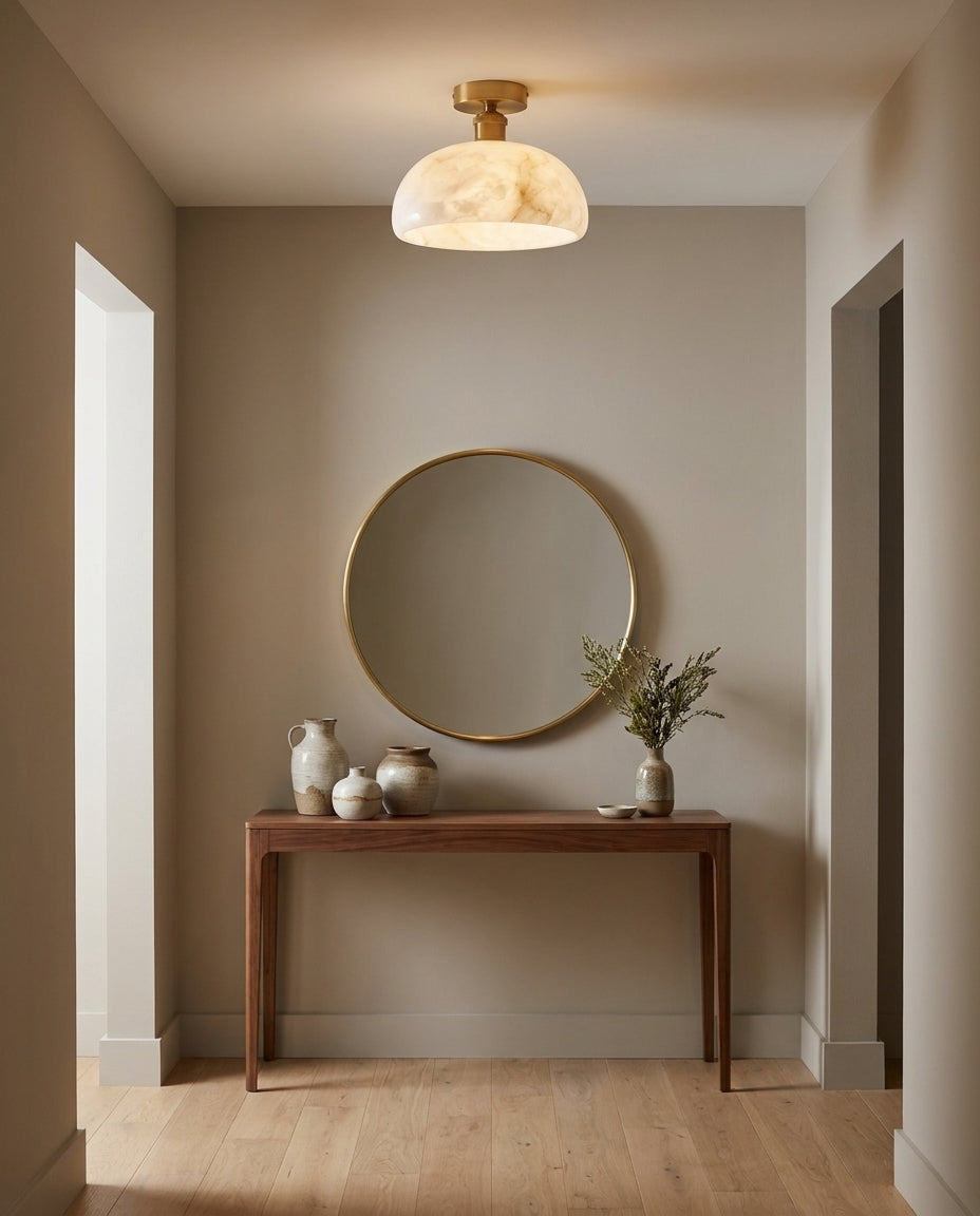 Moss Glow Alabaster Semi- Flush Mount