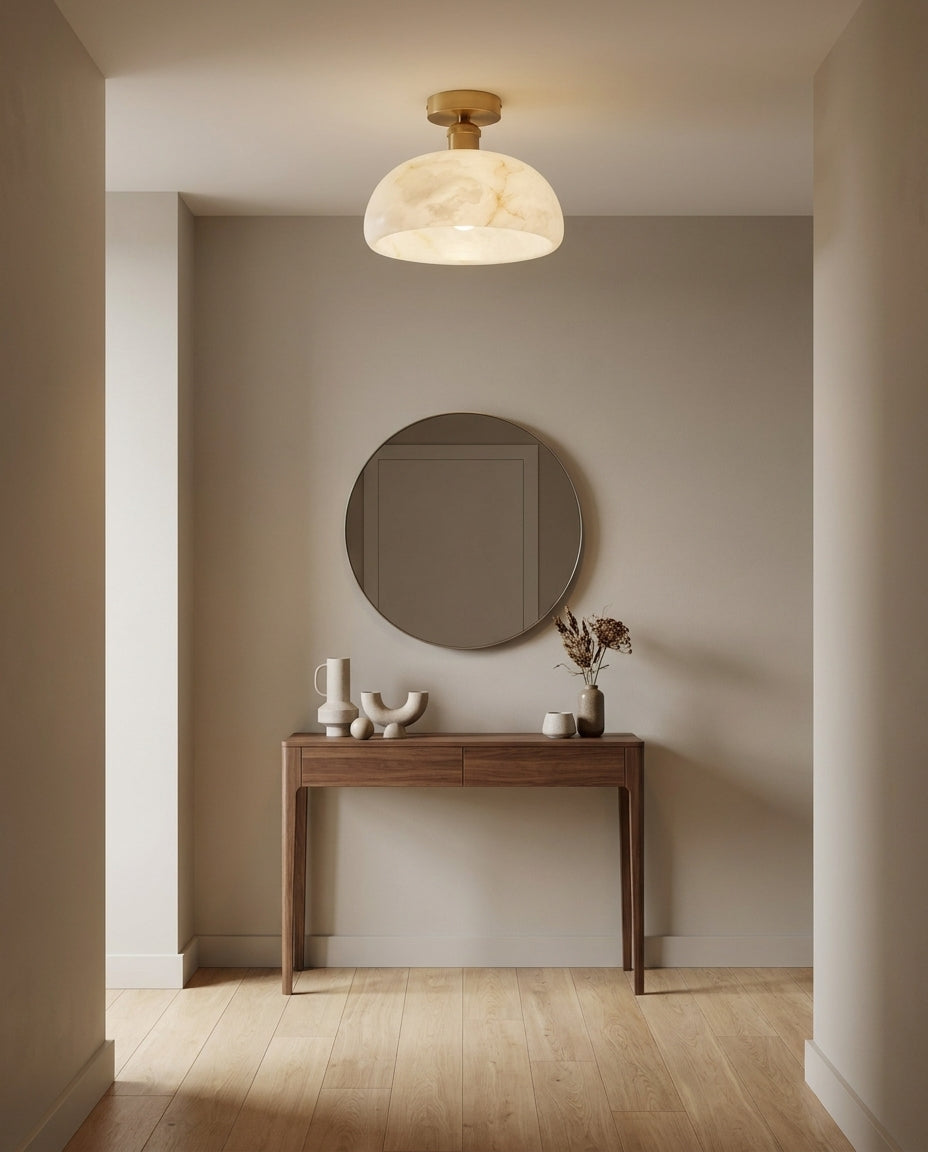 Moss Glow Alabaster Semi- Flush Mount