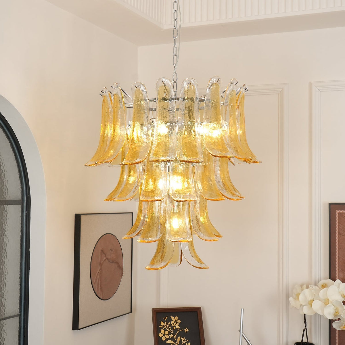 Celiian Chandelier Murano Glass Petals Vintage