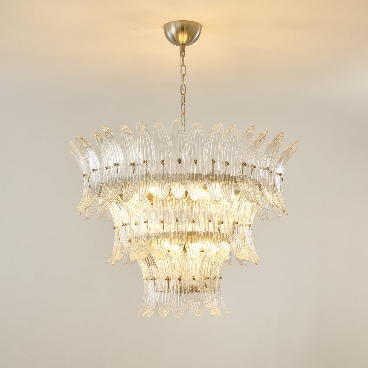 Eirerian Chandelier Murano Glass Palmette Leaf Tiered