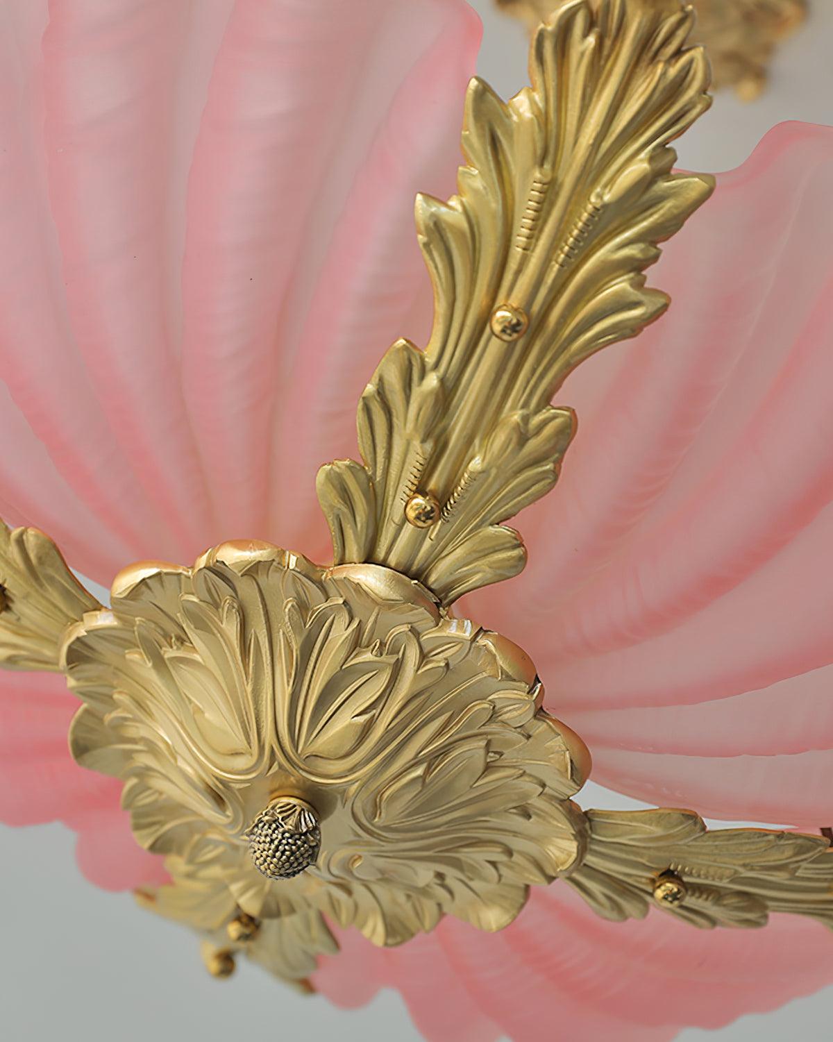 Murano Pendant Lamp Pink Shell Brass Baroque
