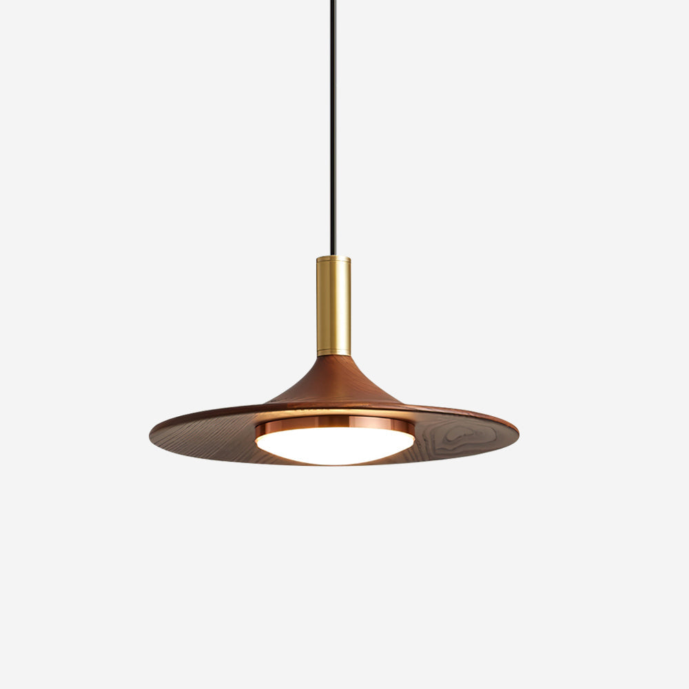 Kaelin Pendant Light Hat Shape Wood Midcentury