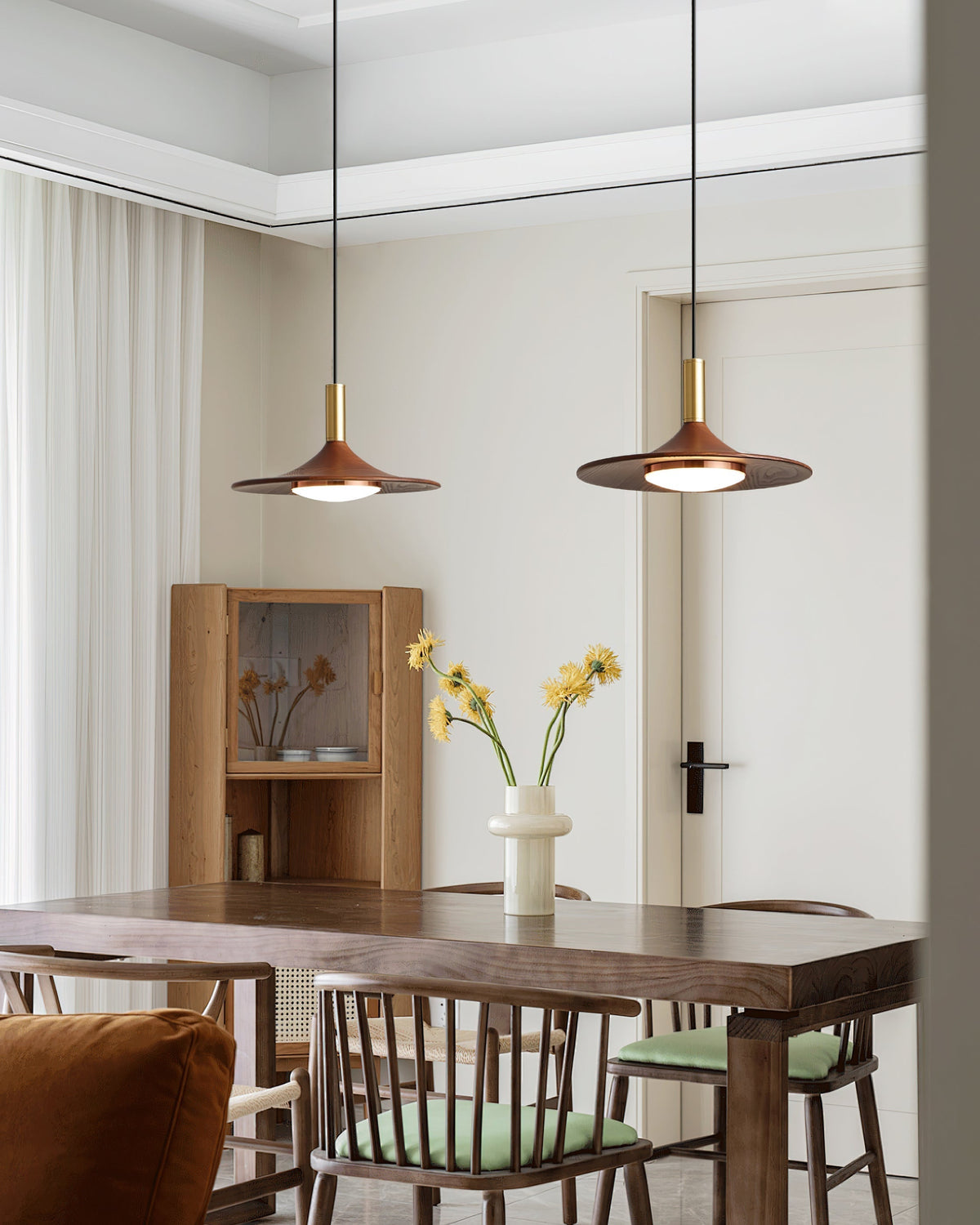 Kaelin Pendant Light Hat Shape Wood Midcentury