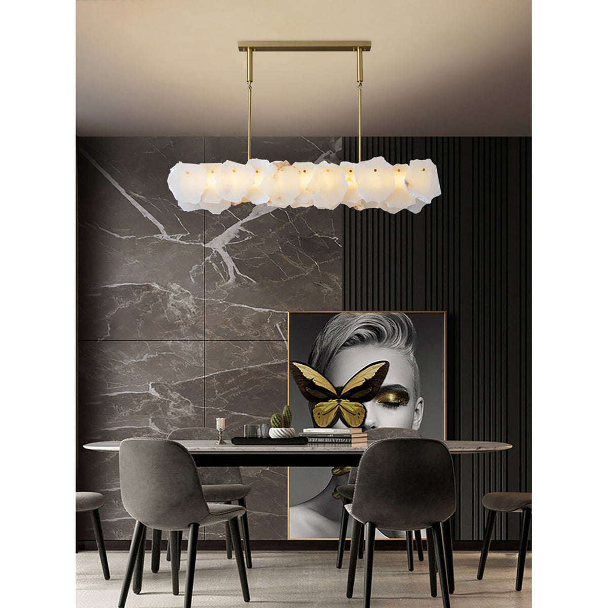 Catala Brass Alabaster Chandelier