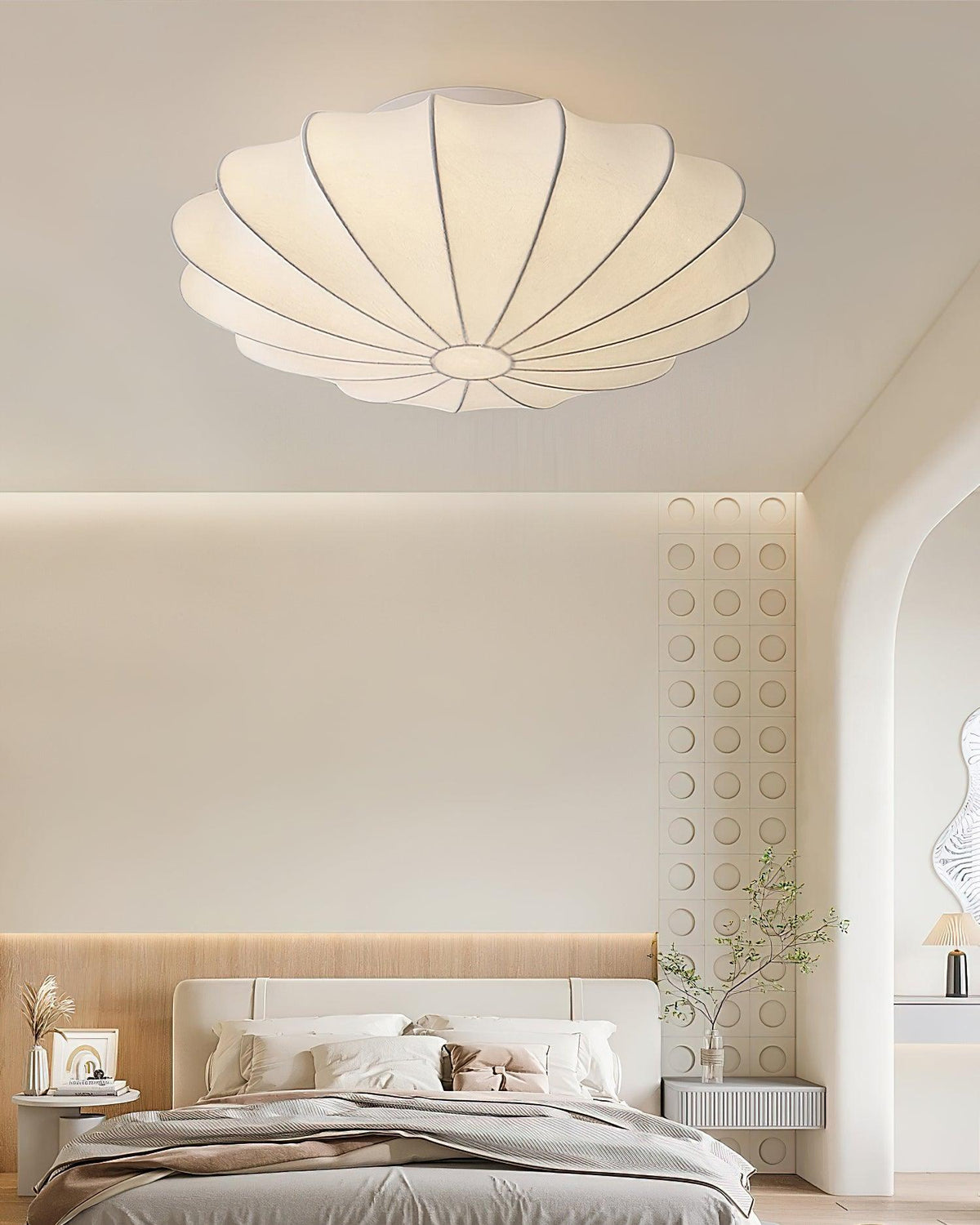 Miriveria Ceiling Lamp Fabric Shell Sculptural Elegant