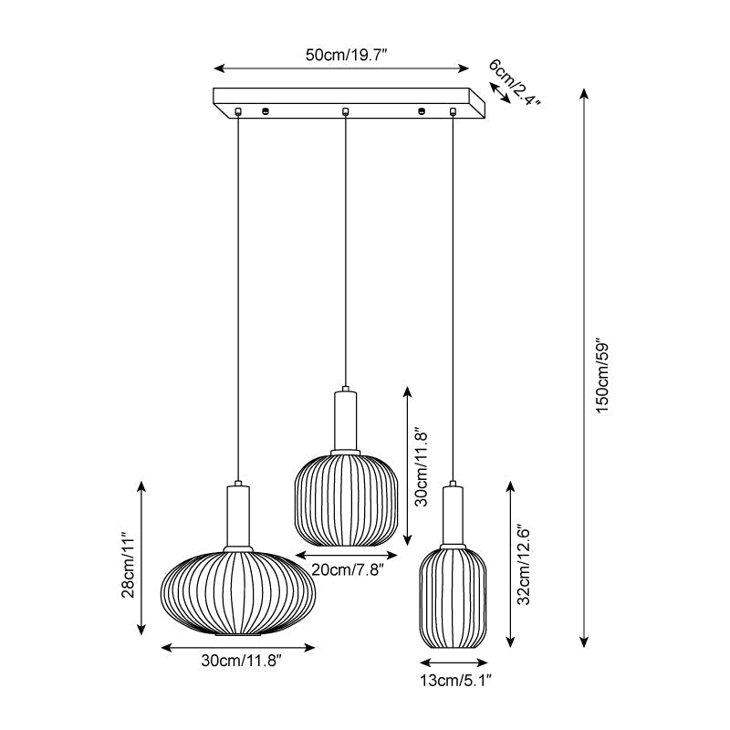 Miralelia Ribbed Pendant Lamp