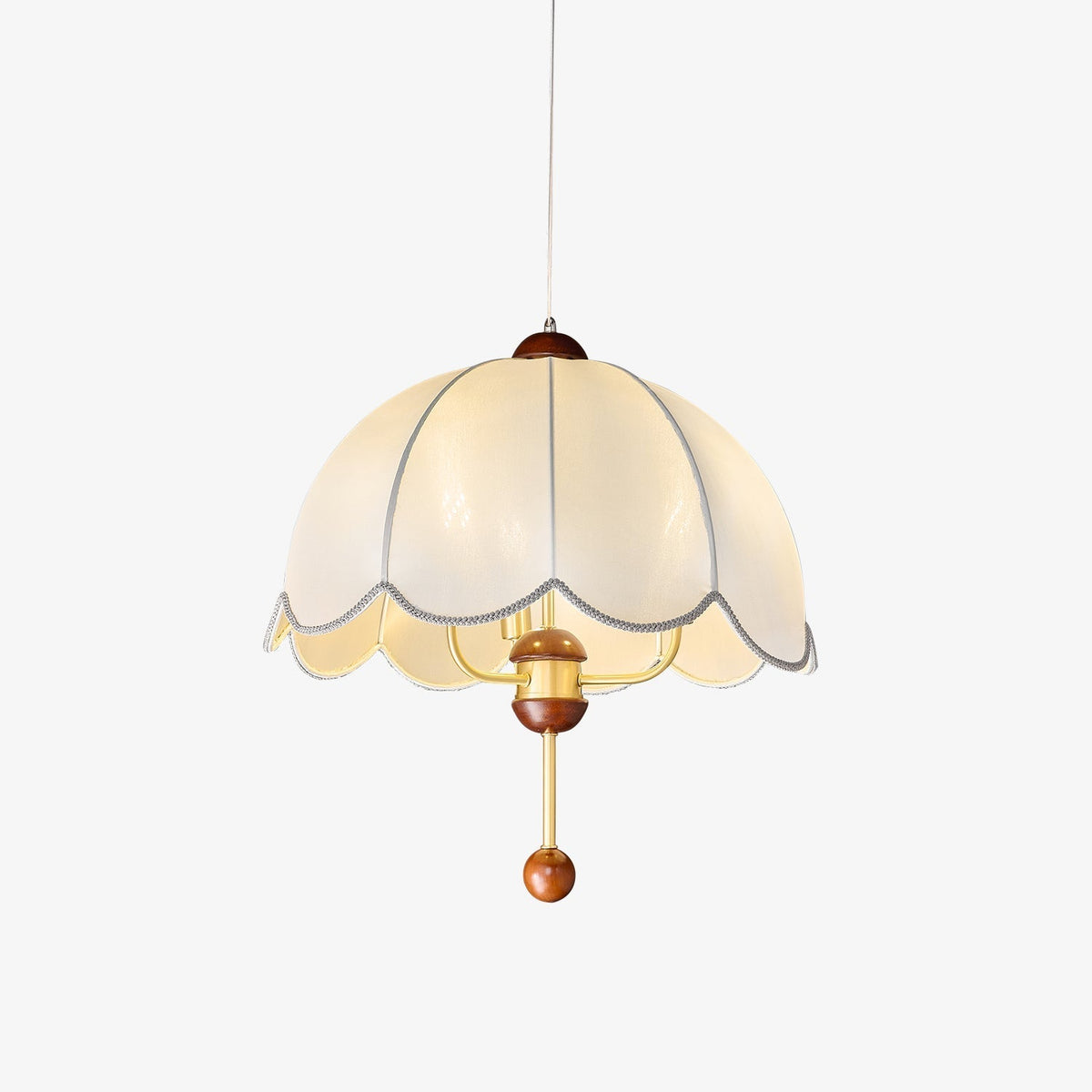 Varaeia Traditional Elegance Bloom Fabric Wood Pendant Lamp