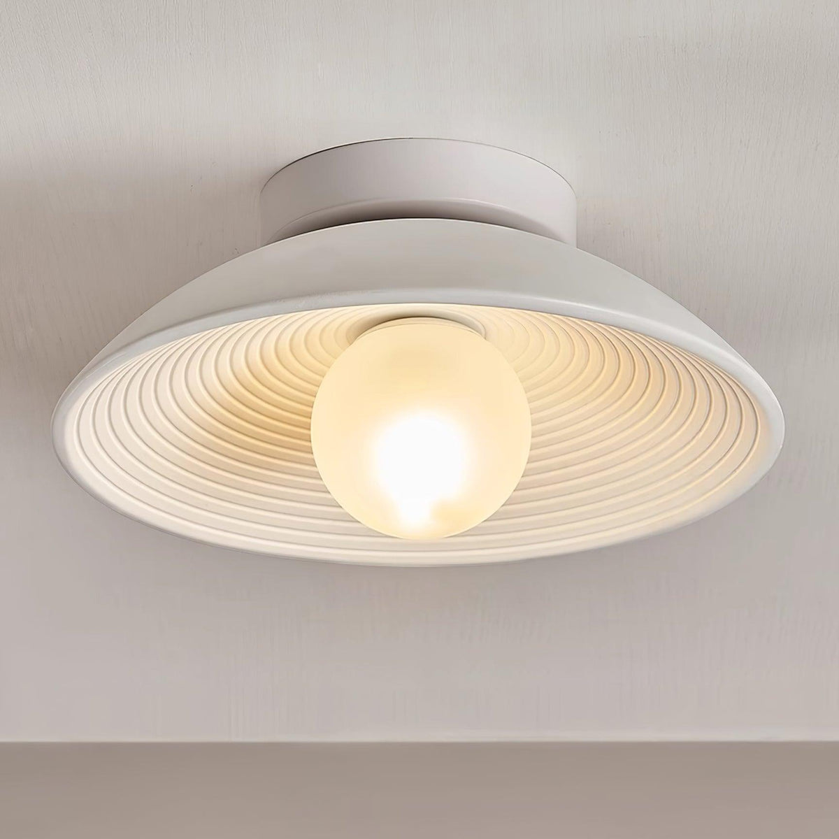 Zira Wooden Flush Mount Ceiling Light with Round Globe