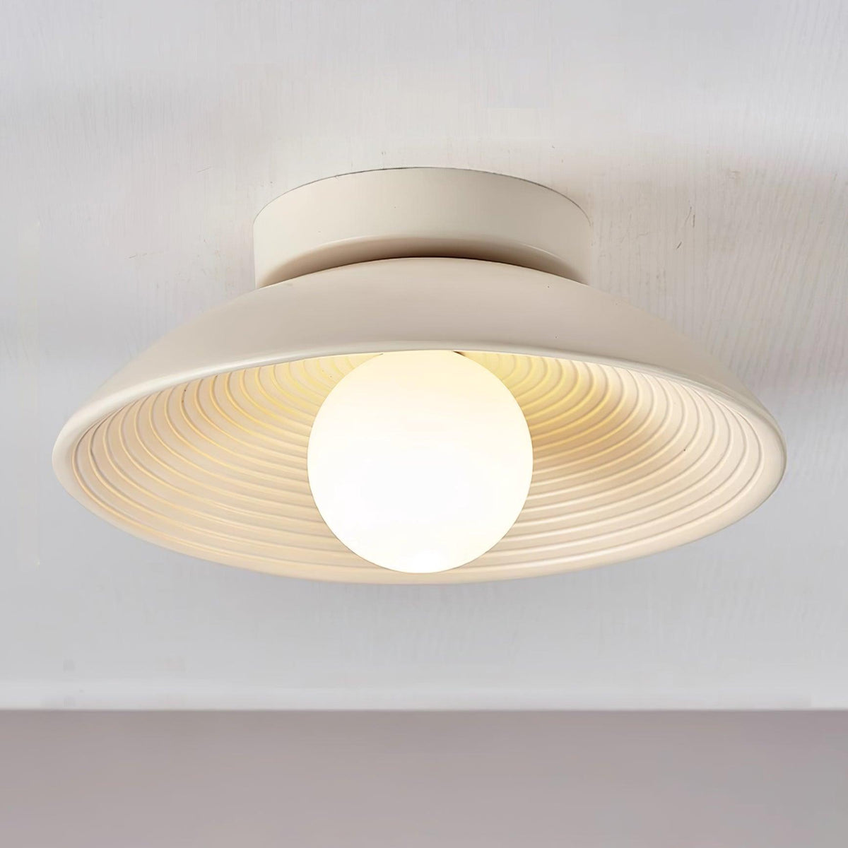 Zira Wooden Flush Mount Ceiling Light with Round Globe