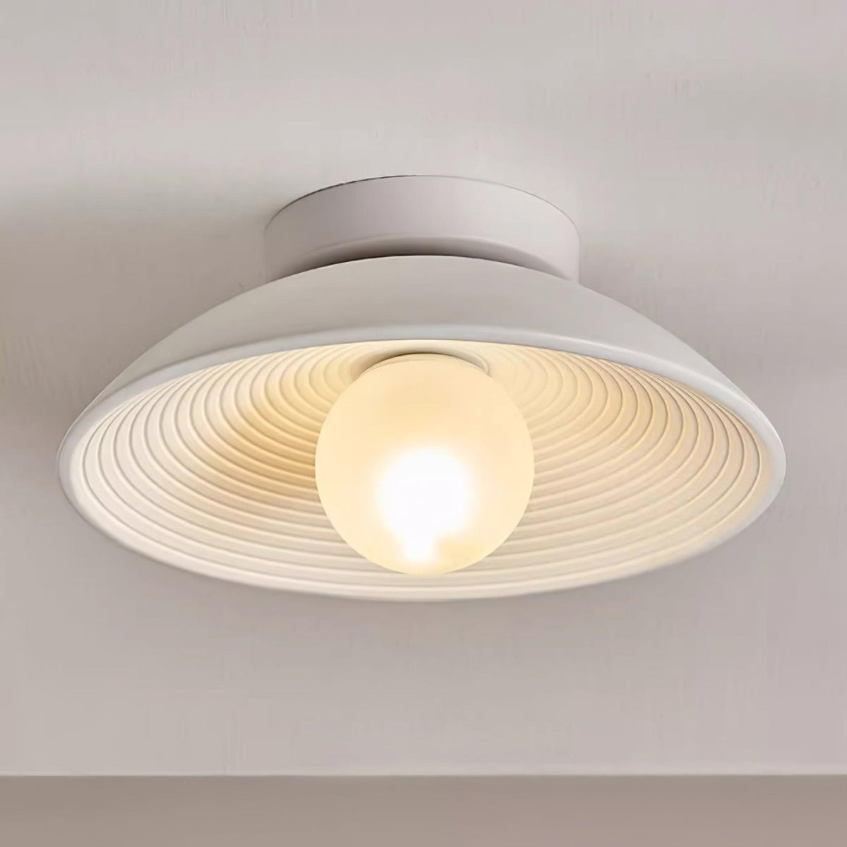 Zira Wooden Flush Mount Ceiling Light with Round Globe
