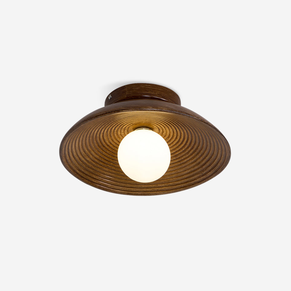 Zira Wooden Flush Mount Ceiling Light with Round Globe