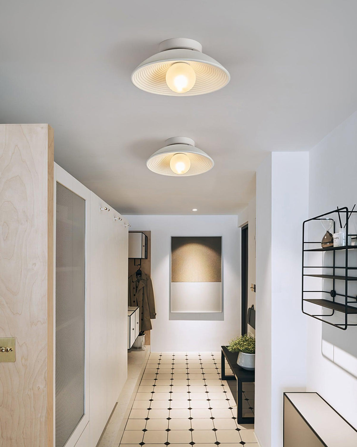 Zira Wooden Flush Mount Ceiling Light with Round Globe