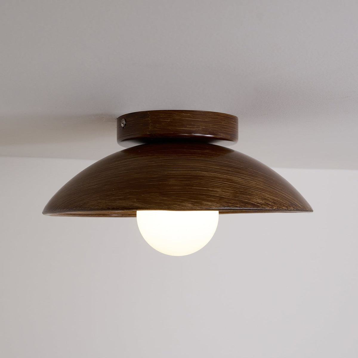 Zira Wooden Flush Mount Ceiling Light with Round Globe