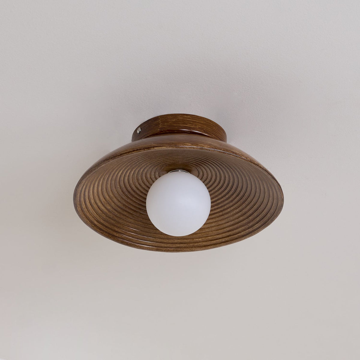 Zira Wooden Flush Mount Ceiling Light with Round Globe