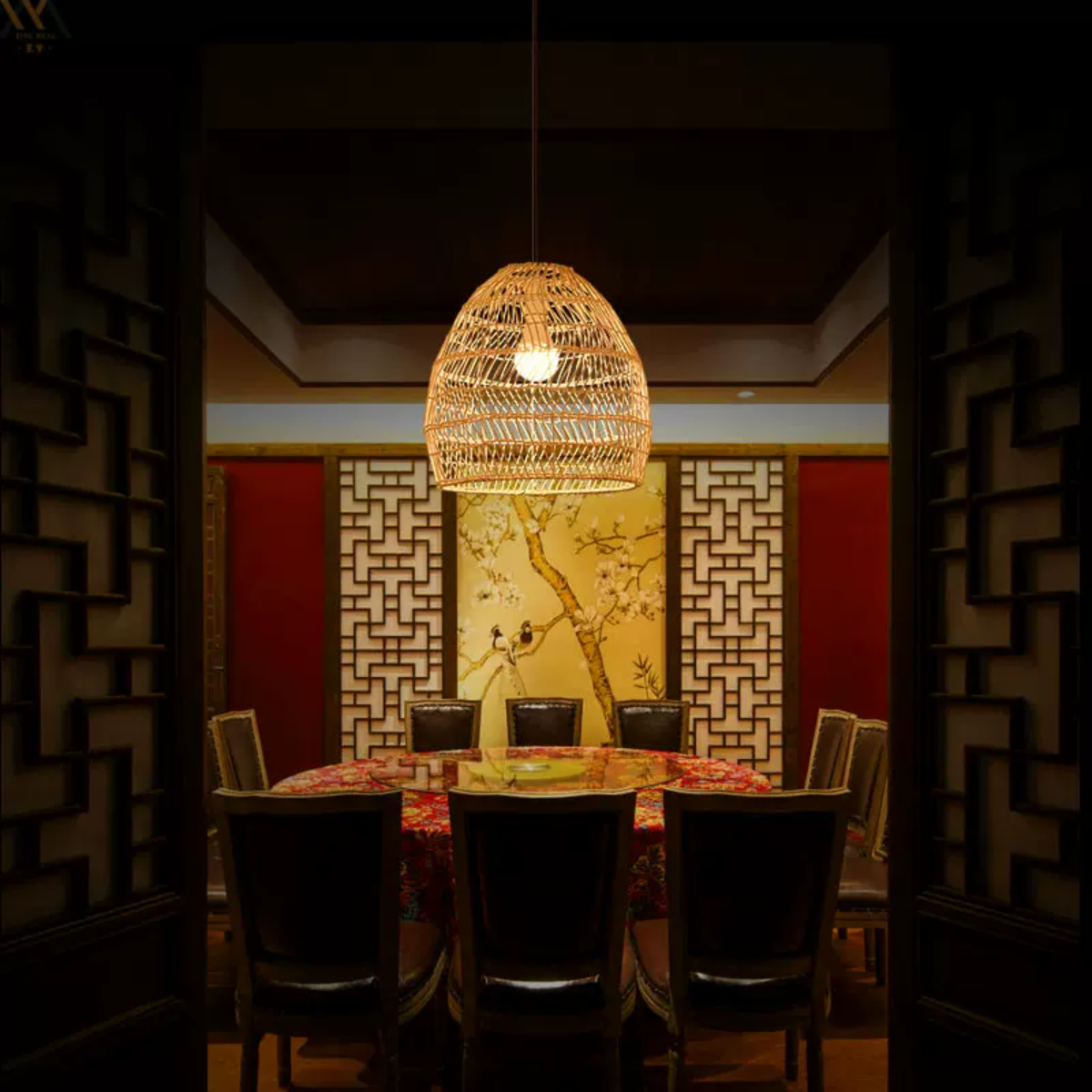 Nivakon Design Retro LED Pendant Light Black/Wood Wood Bedroom/Living Room/Study Room/Hall