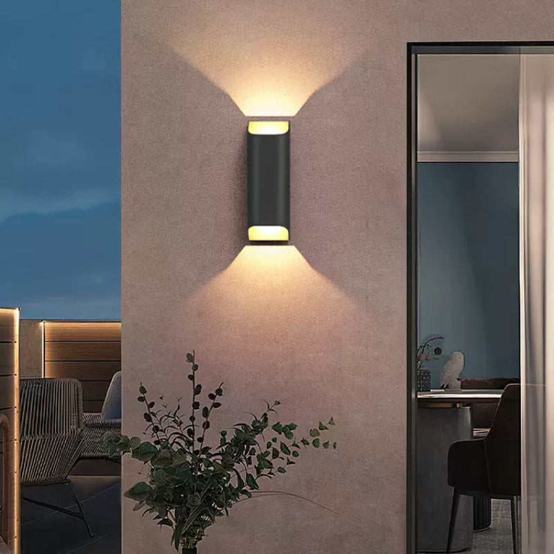 Jerisik Modern Solar Up Down Metal Outdoor Wall Lamp, Balck