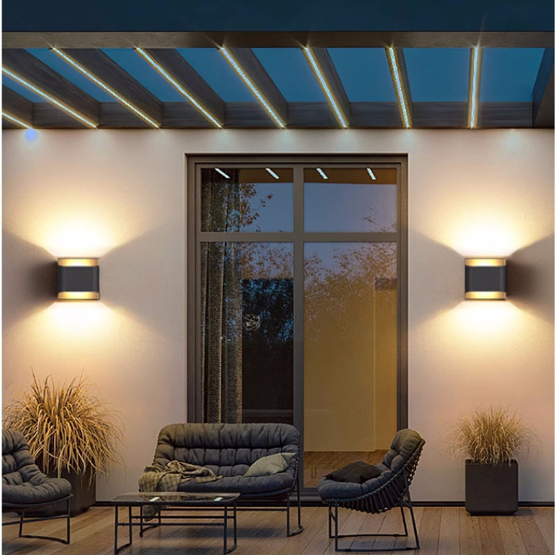 Jerisik Modern Solar Up Down Metal Outdoor Wall Lamp, Balck