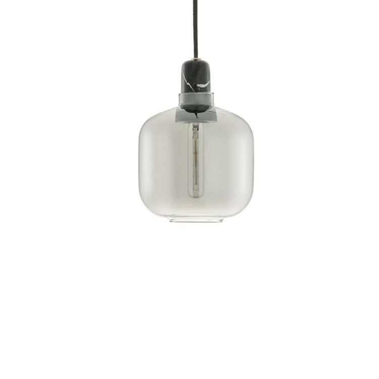 Curadul Designer Cylinder Pendant Light, Marble & Glass