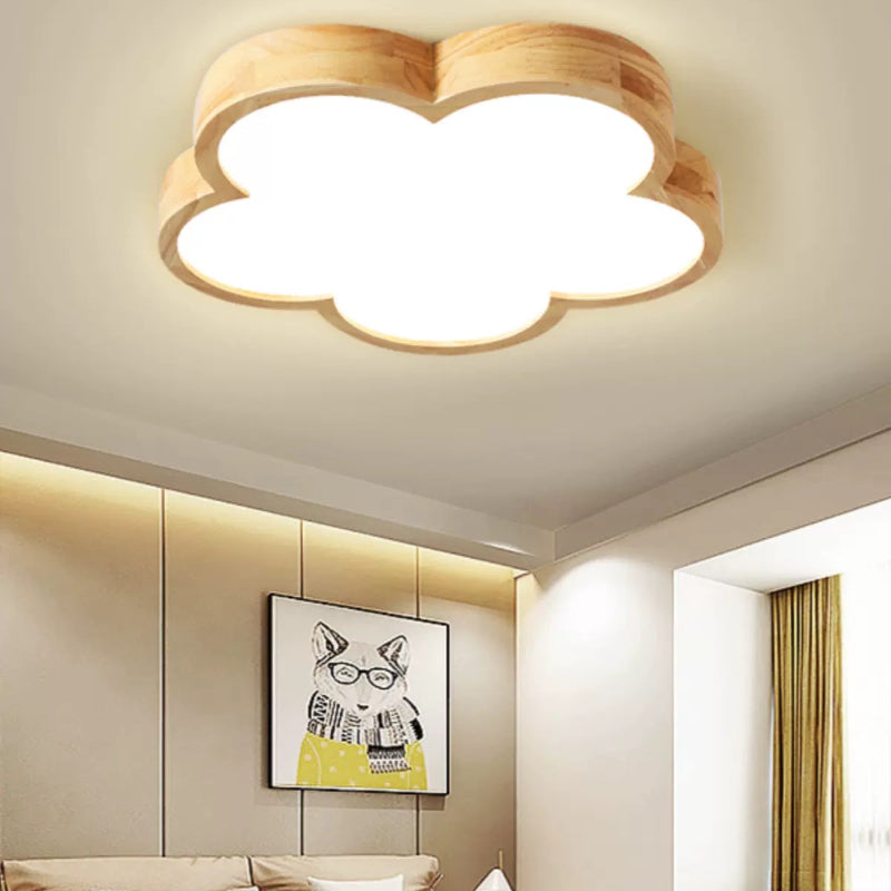 Hiregod Modern Flush Mount Ceiling Light Wood Living Room/Bedroom
