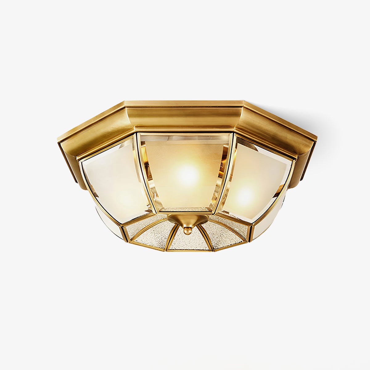Vorenis Bowl Shaped Brass Glass Ceiling Lamp