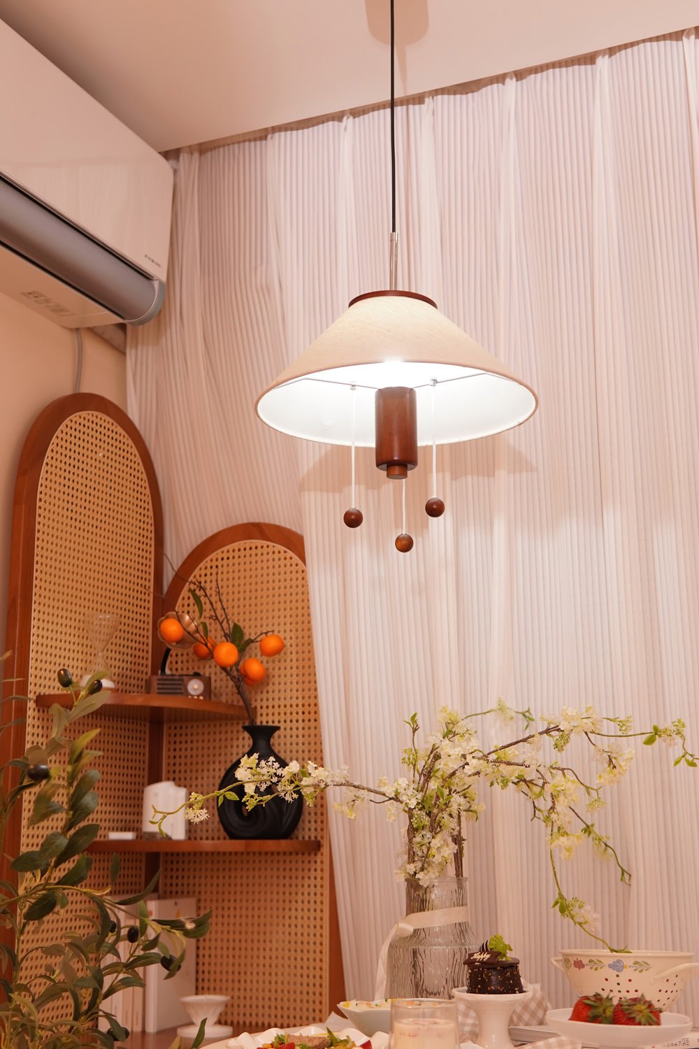 Zathee Nordic Art Classic Wood Fabric Pendant Lamp