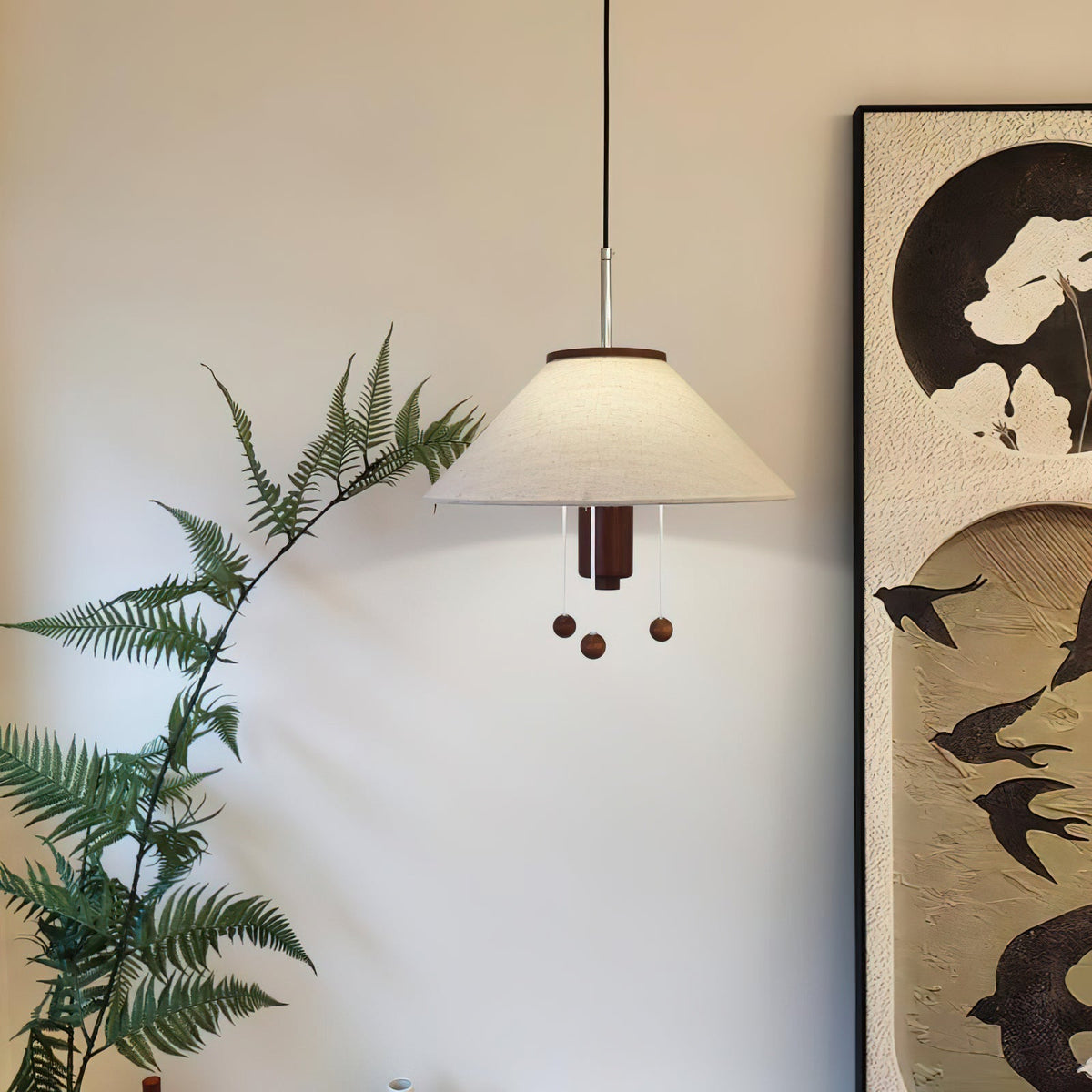 Zathee Nordic Art Classic Wood Fabric Pendant Lamp