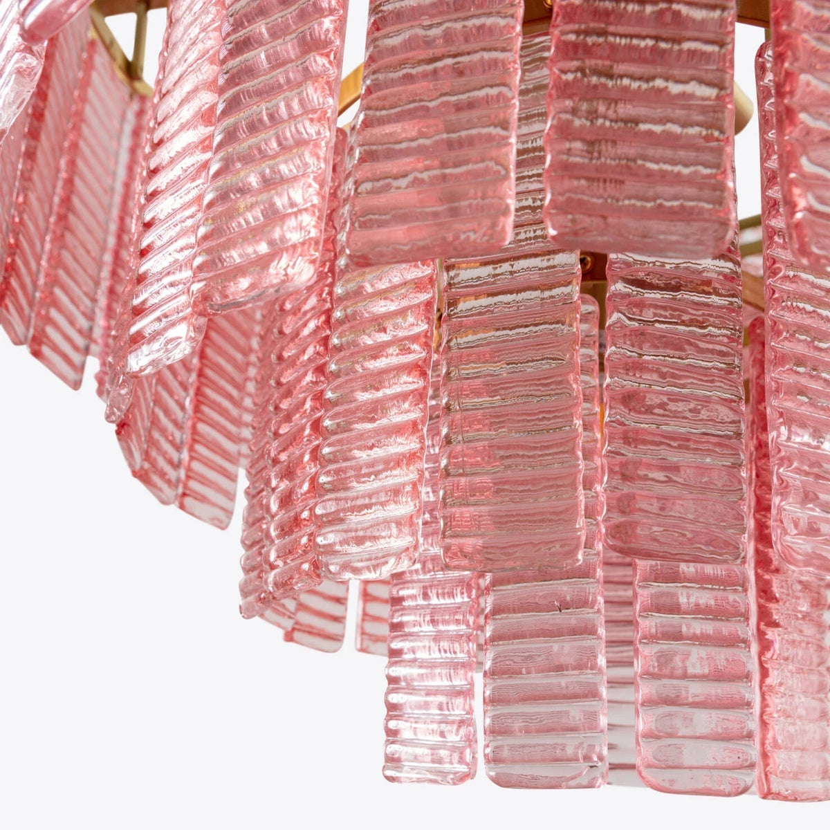 Lioririan Chandelier Pink Murano Glass Layered Vintage Luxury