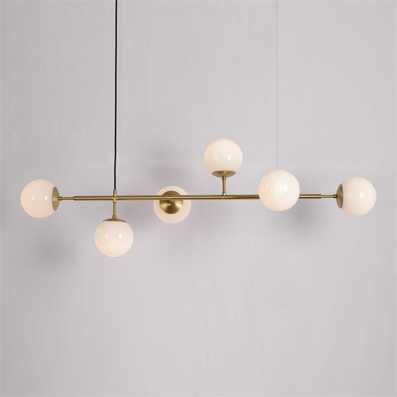 Cagubit Industrial Long Linear Metal Hanging Bubble Multi Clear Glass Bulb Bedroom Pendant Light Brass/Black
