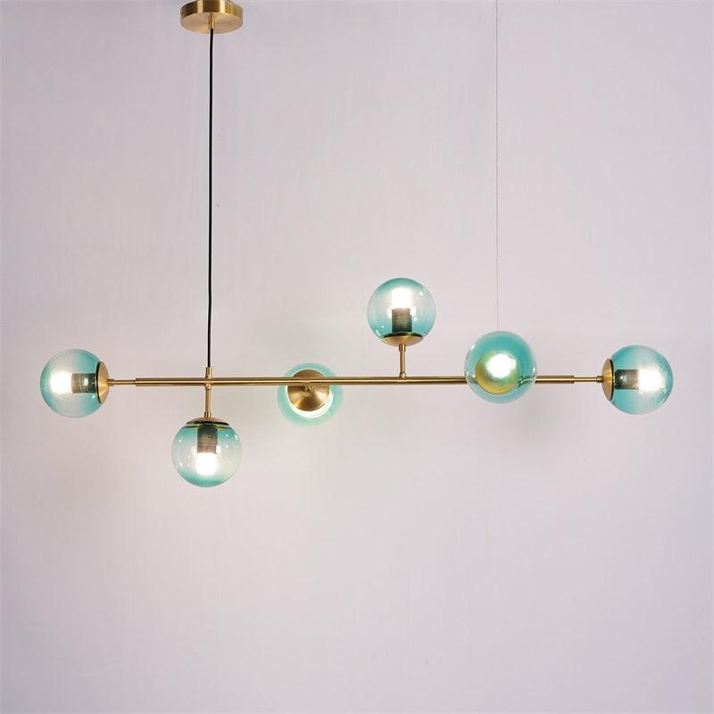 Cagubit Industrial Long Linear Metal Hanging Bubble Multi Clear Glass Bulb Bedroom Pendant Light Brass/Black