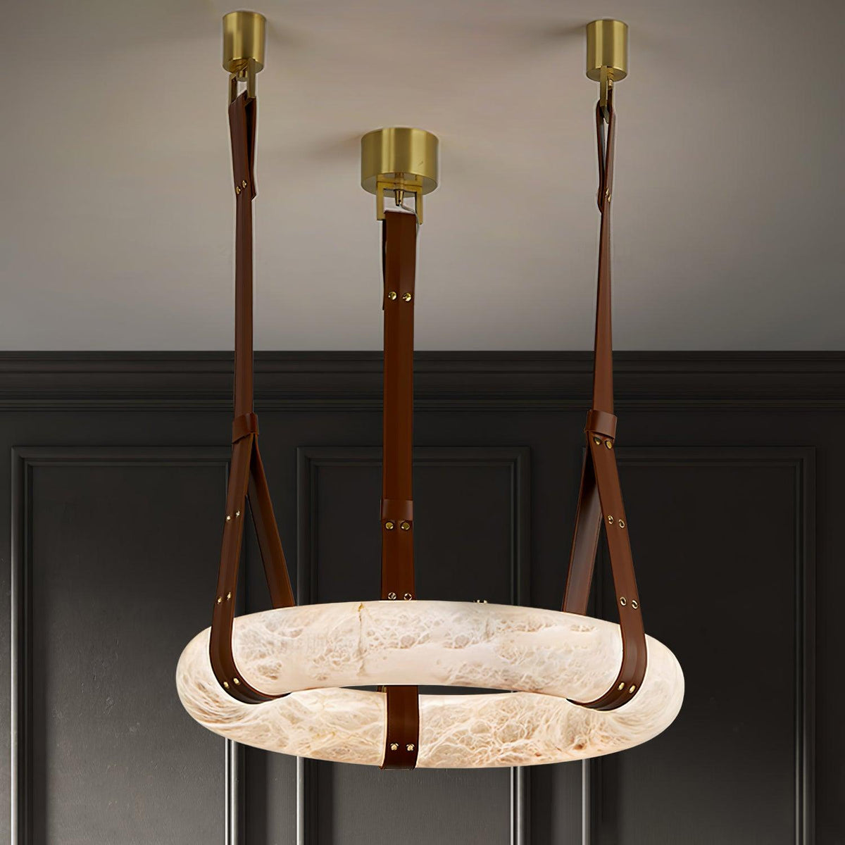 Oslo Pendant Light Alabaster Ring Straps Scandinavian