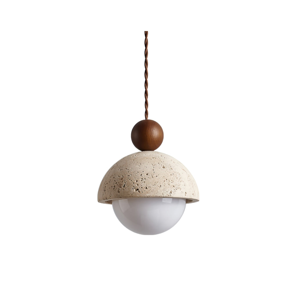 Dimerak Pendant Light Travertine Dome Glass