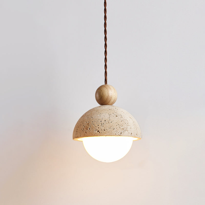 Dimerak Pendant Light Travertine Dome Glass