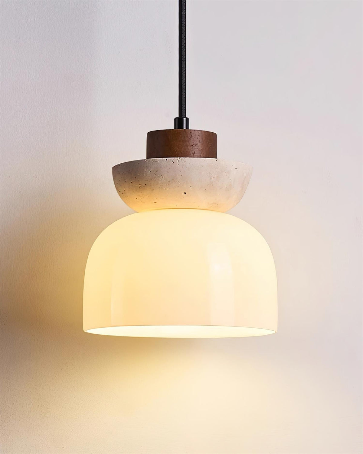 Norenx Travertine Dome Glass Pendant Light