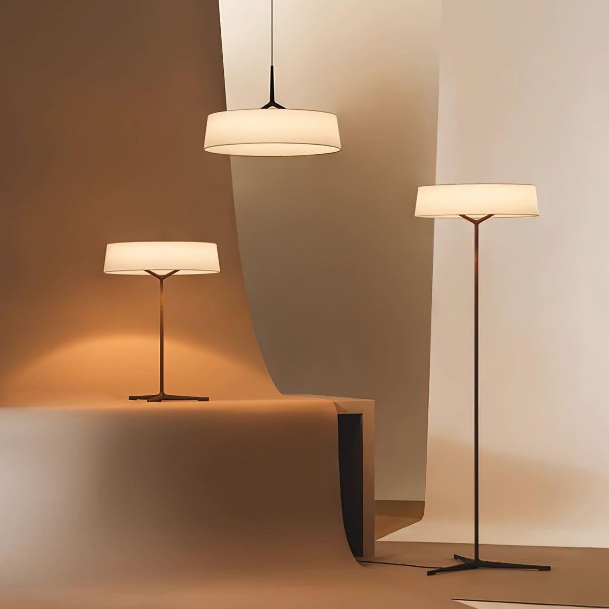 Linisine Cylindrical Fabric Pendant Light