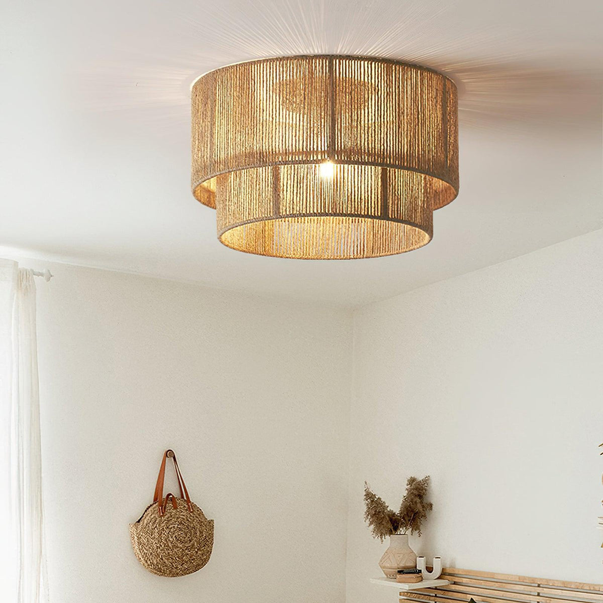 Casora Classic Art Natural Rope Ceiling Light