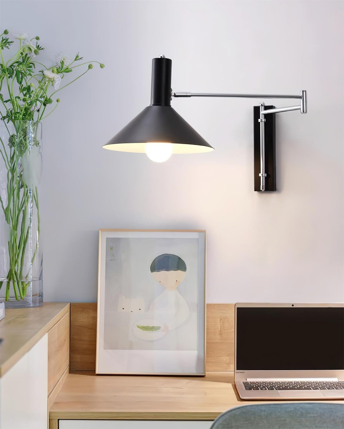 Peak Wall Lamp Adjustable Arm Red Reading