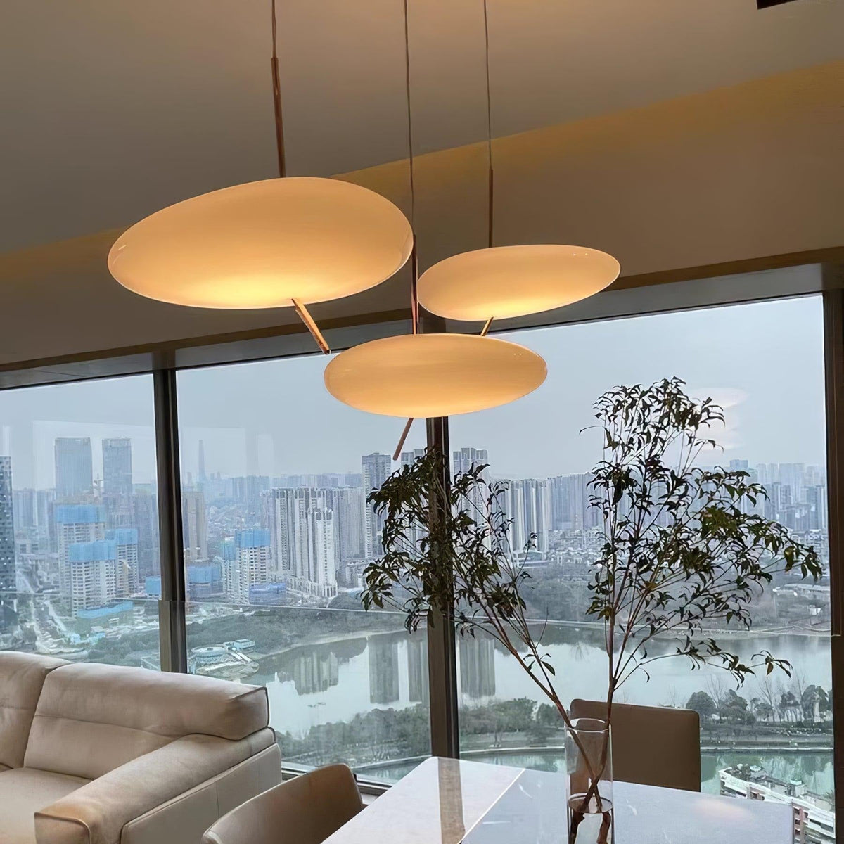 Pokakun Rose Gold Pebble Pendant Light
