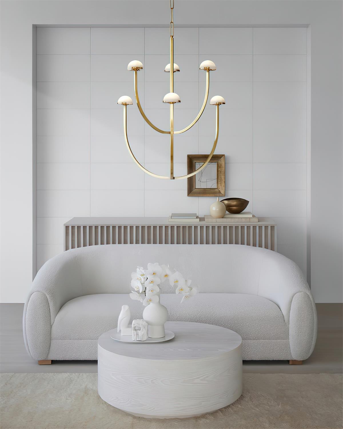 Pedra Chandelier Alabaster Minimalist Arc Geometry
