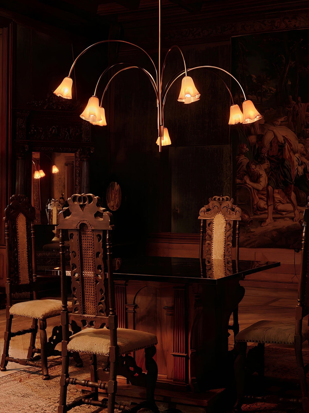 Lioreriel Chandelier Blossom Petal Glass Arms