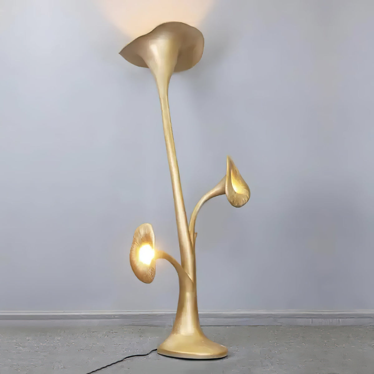 Esole Floral Brass Floor Lamp